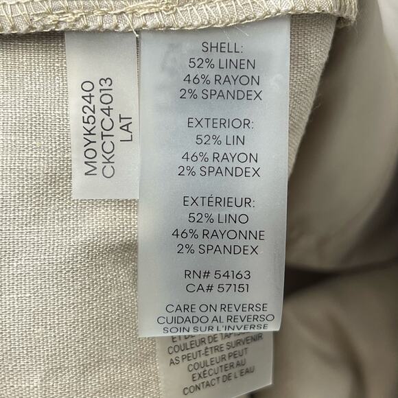 Calvin Klein Tan Khaki Wide Leg Casual Dress Work Pant Capri Size 10 - Picture 4 of 10